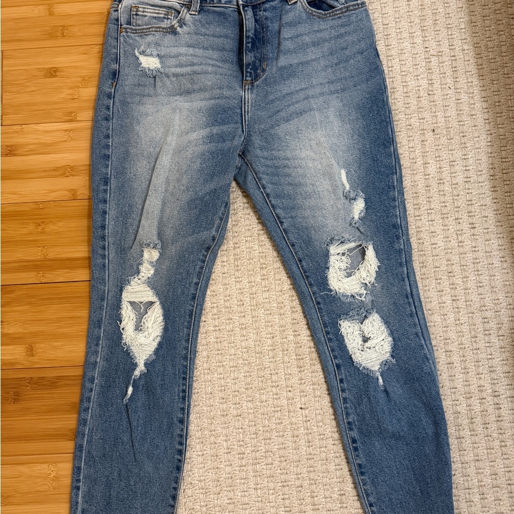 Cello Women's Distressed Light Blue Skinny Jeans